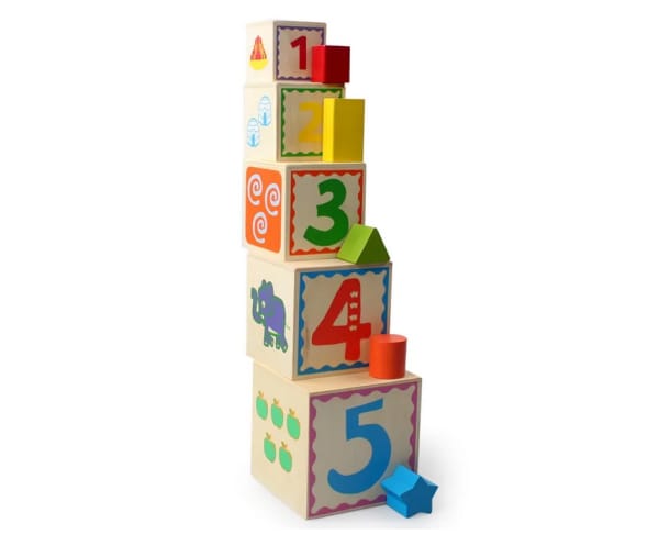 Numbers and Shapes Stacking Blocks - Wooden Educational Toy