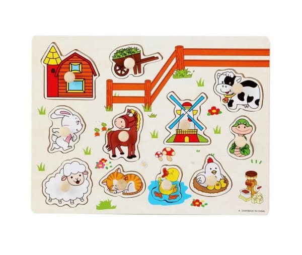 Peg Knob Puzzle Farm Animals