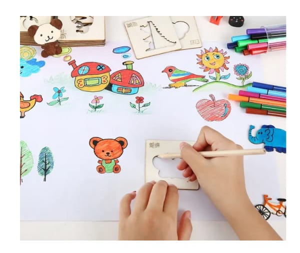 FunShapes Wooden Stencils Drawing Set – Pack of 10