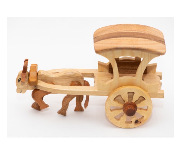 Old Sri Lankan Bullock Cart - Wooden Souvenir With Roof