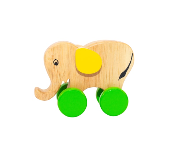 Push Elephant With Wheels - Wooden Toy