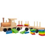 Shape Sorting Train - Educational Toy Set - Wood Finish