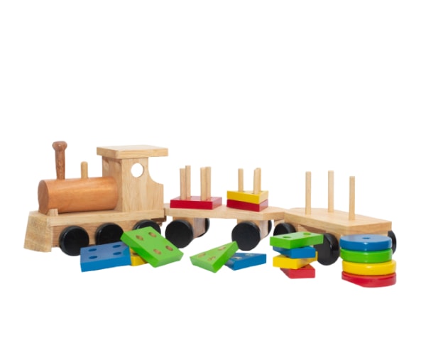 Shape Sorting Train - Educational Toy Set - Wood Finish