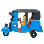 Sri Lankan Handmade Wooden Tuk Tuk - Wooden - Large Blue