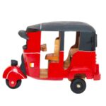 Sri Lankan Handmade Wooden Tuk Tuk - Wooden - Large Red