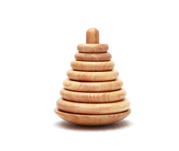 Wooden Ring Tower – 7 Rings - Wood Finish