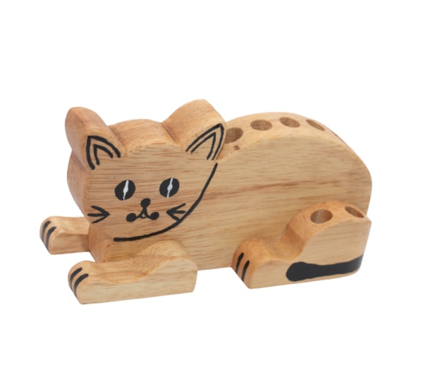 Handmade in Sri Lanka - Wooden Cat Pencil Holder