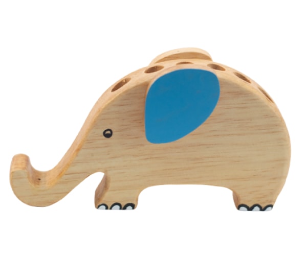 Handmade in Sri Lanka - Wooden Elephant Pencil Holder - Blue