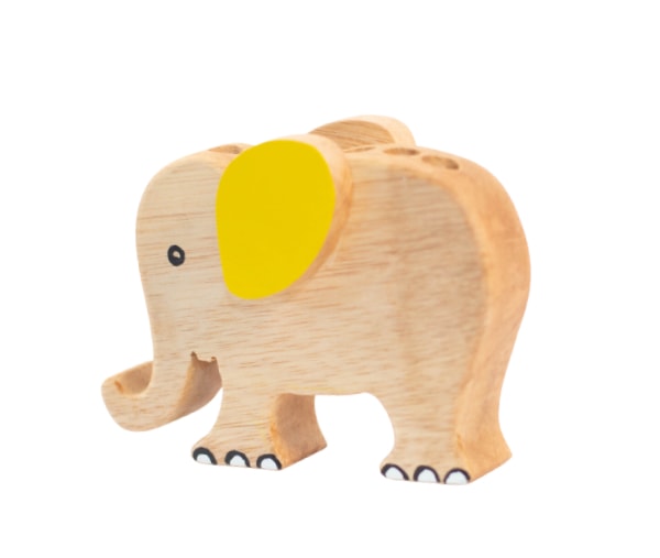 Handmade in Sri Lanka - Wooden Elephant Pencil Holder - Yellow