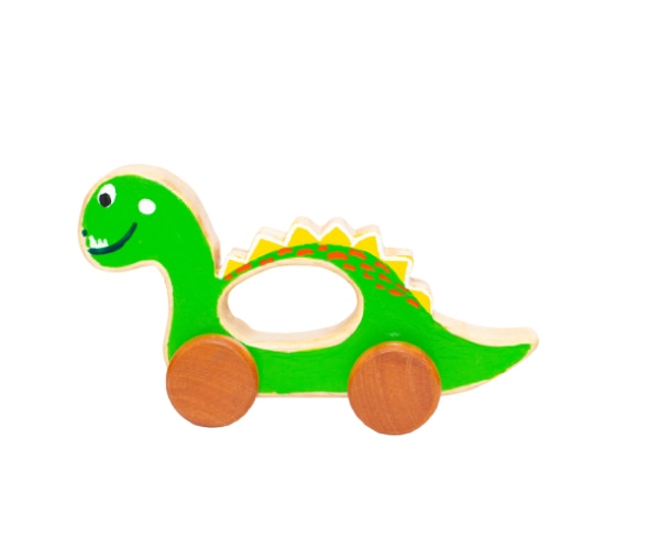 Push Dinosaur With Wheels - Wooden Toy