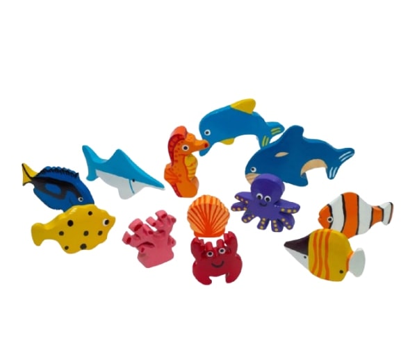 Marine Animals Set - Handmade Wooden Toy