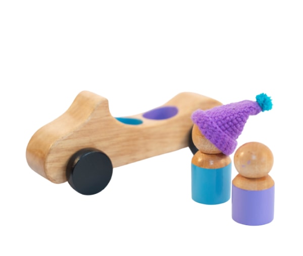 Peg People in a Car - Wooden Toy