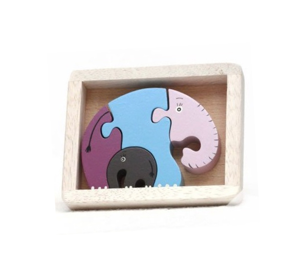 Elphant Puzzle - 4 Pieces Toddler Version - Blue - Purple