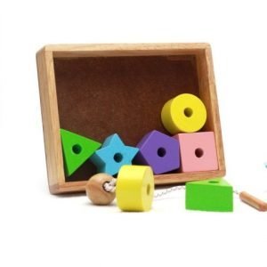 Threading Beads -Wooden Toy- Cloured