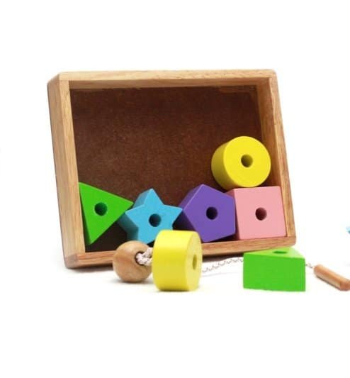 Threading Beads -Wooden Toy- Cloured