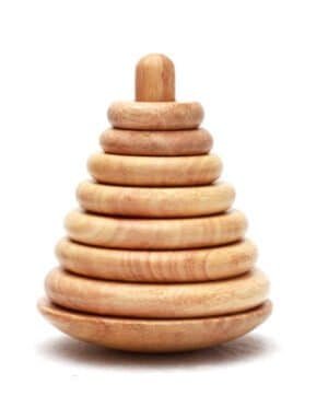 Wooden Ring Tower - 7 Rings - Wood Finish