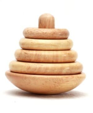 Wooden Ring Tower - 4 Rings - Wood Finish