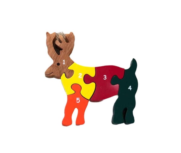 Jigsaw Puzzle Reindeer - 1-5 Numbers