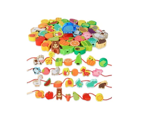 Wooden Threading-Beads Wooden Lacing Toy