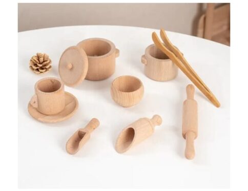 Wooden Sensory Play Accessories – Pretend Play Tea Set