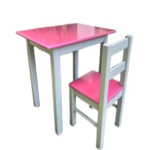 Kinder Kids Wooden Table and Chair Set - Pink and Grey