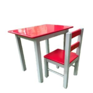 Kinder Kids Wooden Table and Chair Set - Red and Grey
