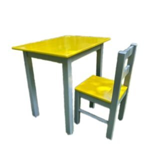 Kinder Kids Wooden Table and Chair Set - Yellow and Grey