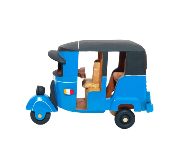 Sri Lankan Handmade Wooden Tuk Tuk - Wooden - Small Blue