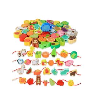 40 Pcs Wooden Threading Beads