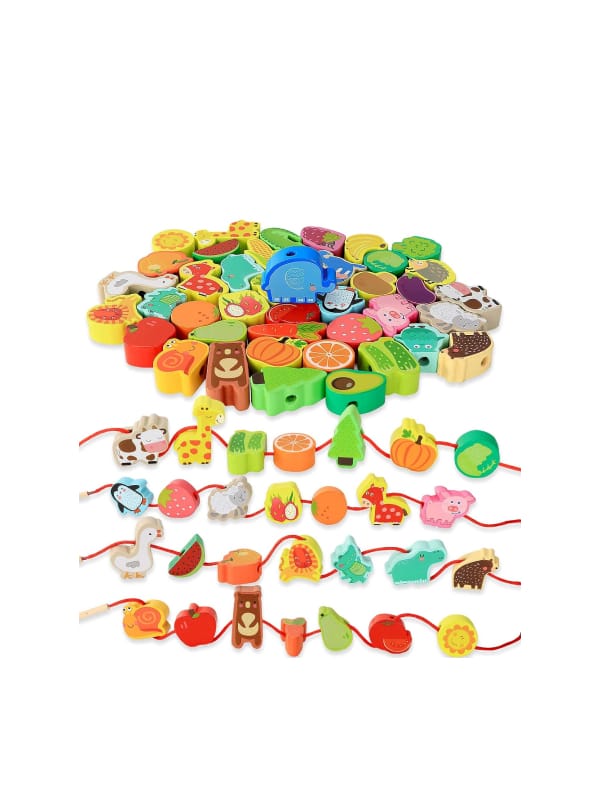 40 Pcs Wooden Threading Beads